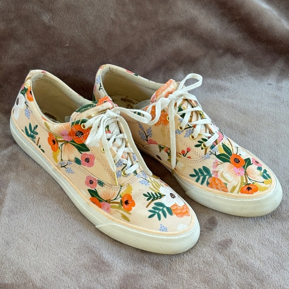 Keds x Rifle Paper Co Peach Floral Lace Up Sneakers Size 9 from Anthropologie - Picture 3 of 15